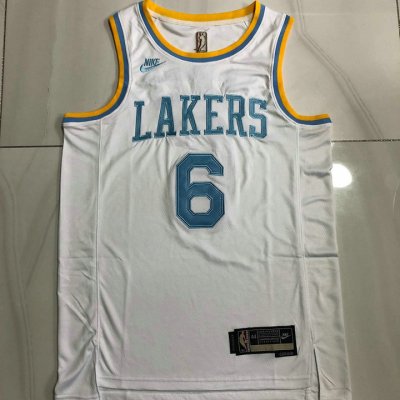 NBA 6 James Lakers classic authentique Maillot blanc